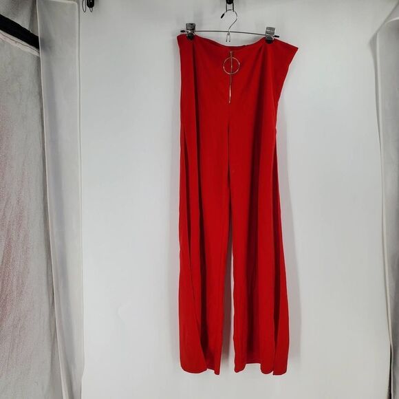 TOUCH ME Woman 1X red Wide Leg side slit Pants - Picture 1 of 6